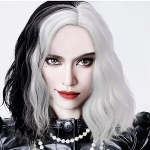 Cruella De VIL Black and White Hair Wig NWOT